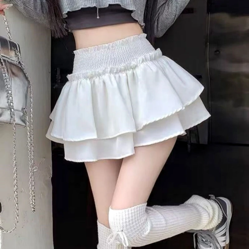 Japanese Y2k Cute Ruffled Plaid Skirt Gothic Punk Rock Subculture Cake Skirts Japanese Preppy Style Casual New Women Mini Skirts