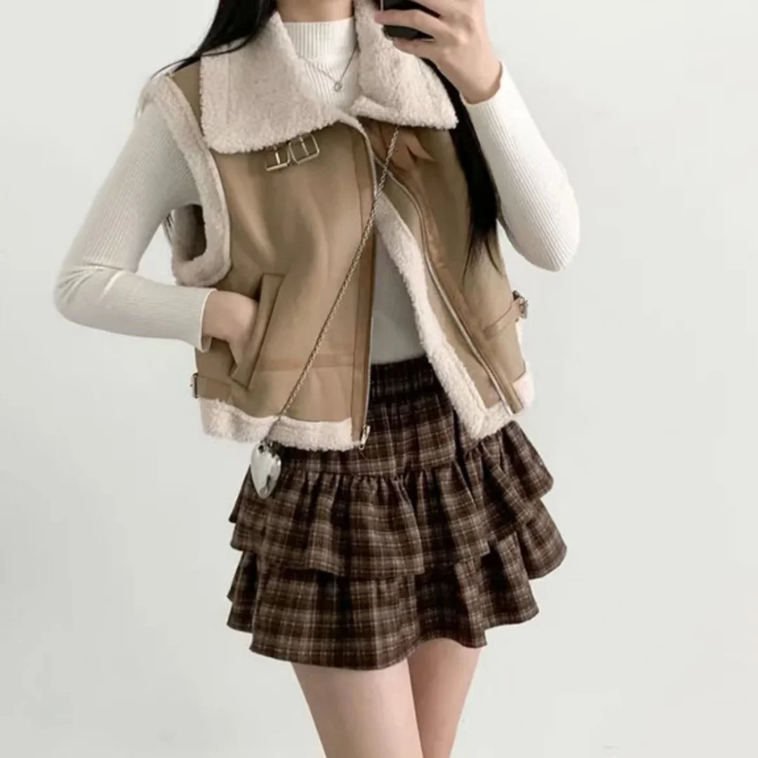 Japanese Y2k Cute Ruffled Plaid Skirt Gothic Punk Rock Subculture Cake Skirts Japanese Preppy Style Casual New Women Mini Skirts