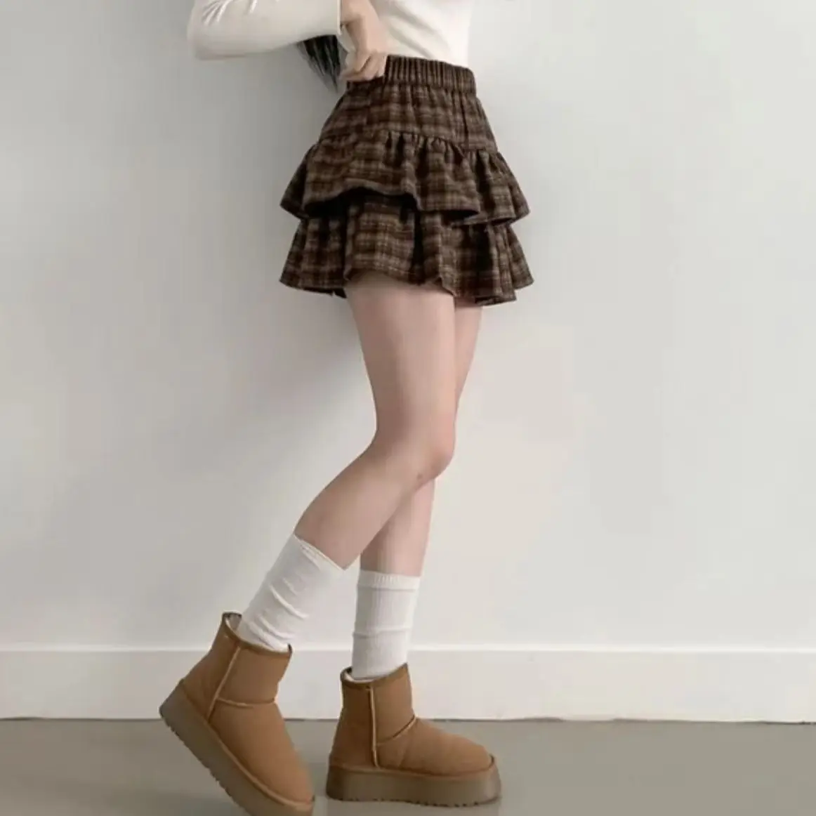 Japanese Y2k Cute Ruffled Plaid Skirt Gothic Punk Rock Subculture Cake Skirts Japanese Preppy Style Casual New Women Mini Skirts