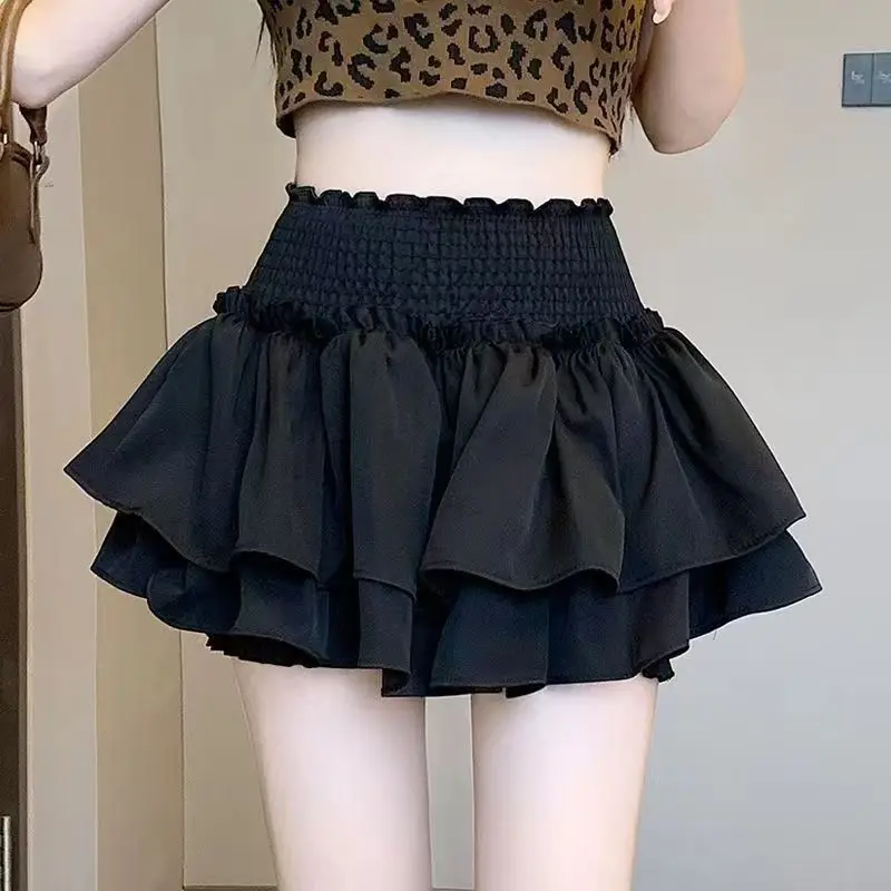 Japanese Y2k Cute Ruffled Plaid Skirt Gothic Punk Rock Subculture Cake Skirts Japanese Preppy Style Casual New Women Mini Skirts