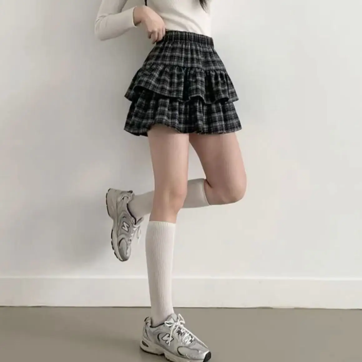 Japanese Y2k Cute Ruffled Plaid Skirt Gothic Punk Rock Subculture Cake Skirts Japanese Preppy Style Casual New Women Mini Skirts