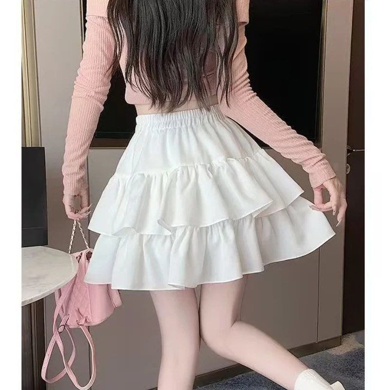 Japanese Y2k Cute Ruffled Plaid Skirt Gothic Punk Rock Subculture Cake Skirts Japanese Preppy Style Casual New Women Mini Skirts