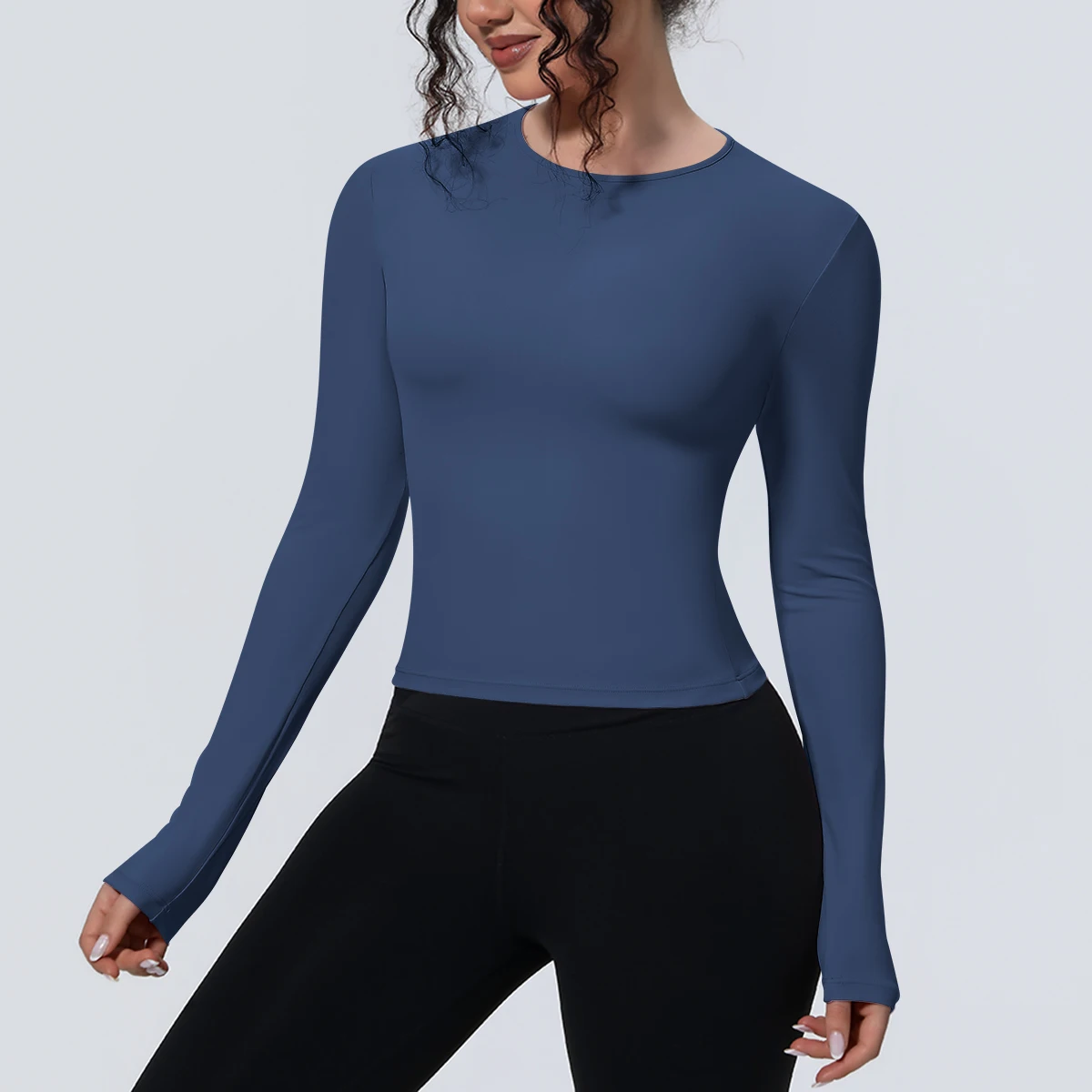 Woman's Yoga Long Sleeved Gym Sports Running Top Slim Breathable Soild Color Fitness Top Running Shirts Gym Top Yoga Sport Top