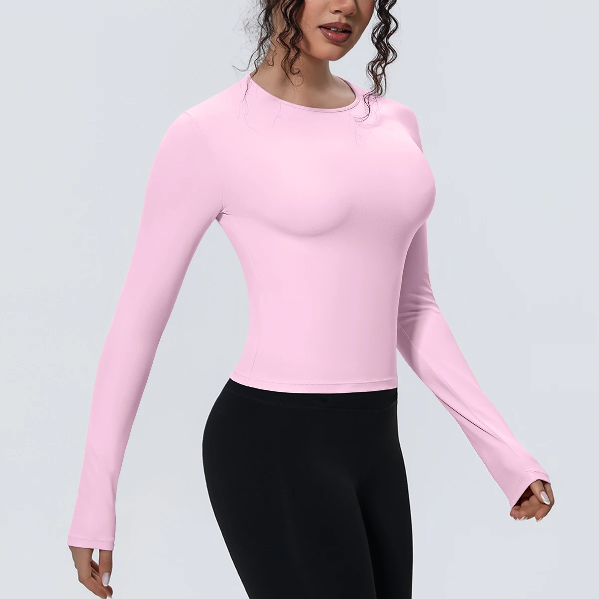 Woman's Yoga Long Sleeved Gym Sports Running Top Slim Breathable Soild Color Fitness Top Running Shirts Gym Top Yoga Sport Top