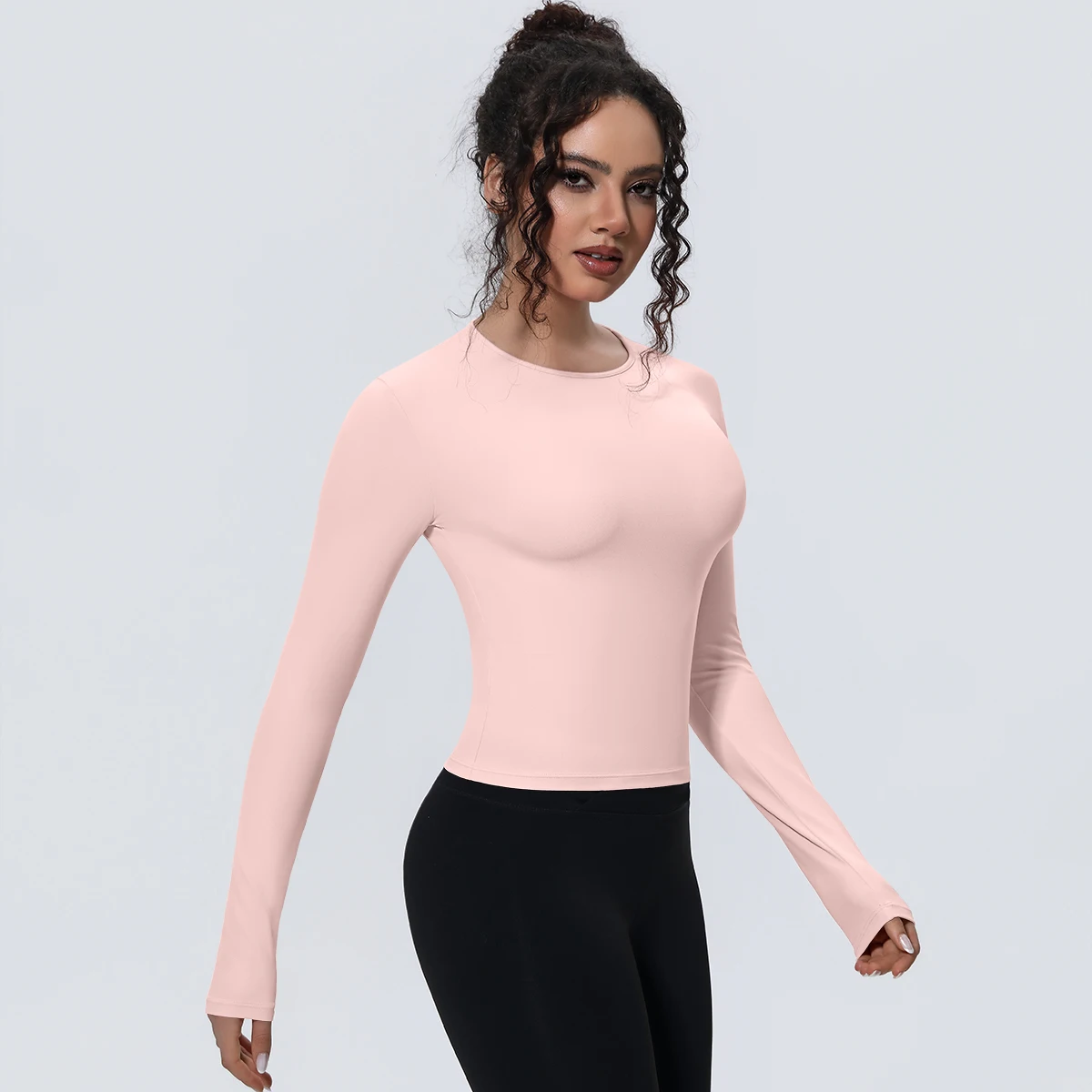 Woman's Yoga Long Sleeved Gym Sports Running Top Slim Breathable Soild Color Fitness Top Running Shirts Gym Top Yoga Sport Top