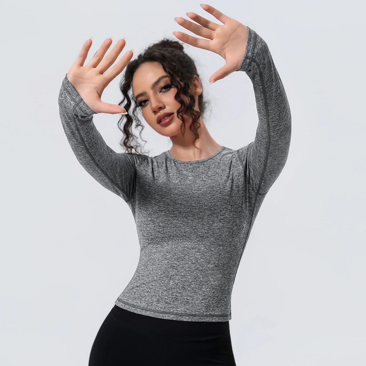 Woman's Yoga Long Sleeved Gym Sports Running Top Slim Breathable Soild Color Fitness Top Running Shirts Gym Top Yoga Sport Top