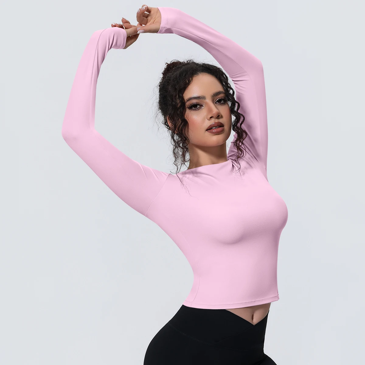 Woman's Yoga Long Sleeved Gym Sports Running Top Slim Breathable Soild Color Fitness Top Running Shirts Gym Top Yoga Sport Top