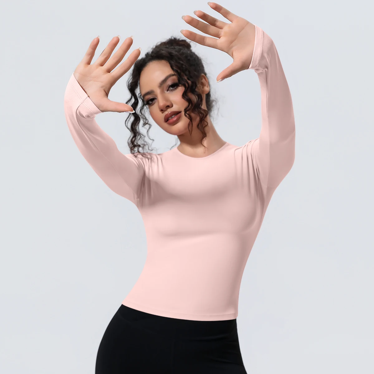 Woman's Yoga Long Sleeved Gym Sports Running Top Slim Breathable Soild Color Fitness Top Running Shirts Gym Top Yoga Sport Top