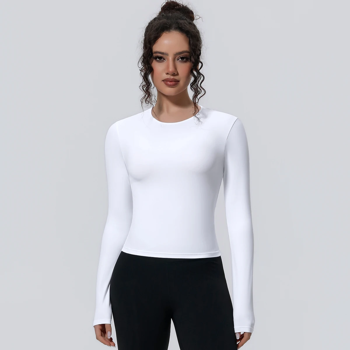 Woman's Yoga Long Sleeved Gym Sports Running Top Slim Breathable Soild Color Fitness Top Running Shirts Gym Top Yoga Sport Top