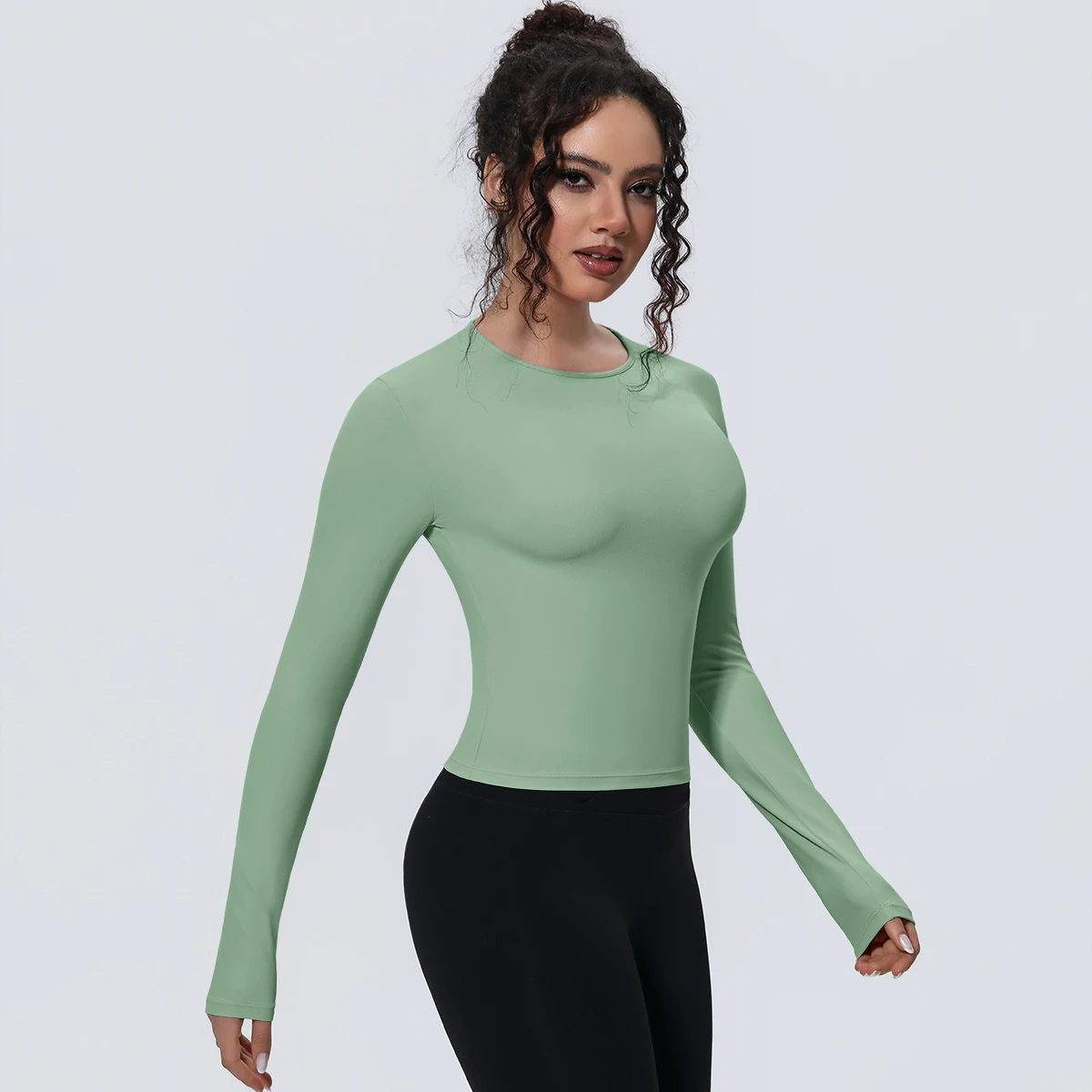 Woman's Yoga Long Sleeved Gym Sports Running Top Slim Breathable Soild Color Fitness Top Running Shirts Gym Top Yoga Sport Top