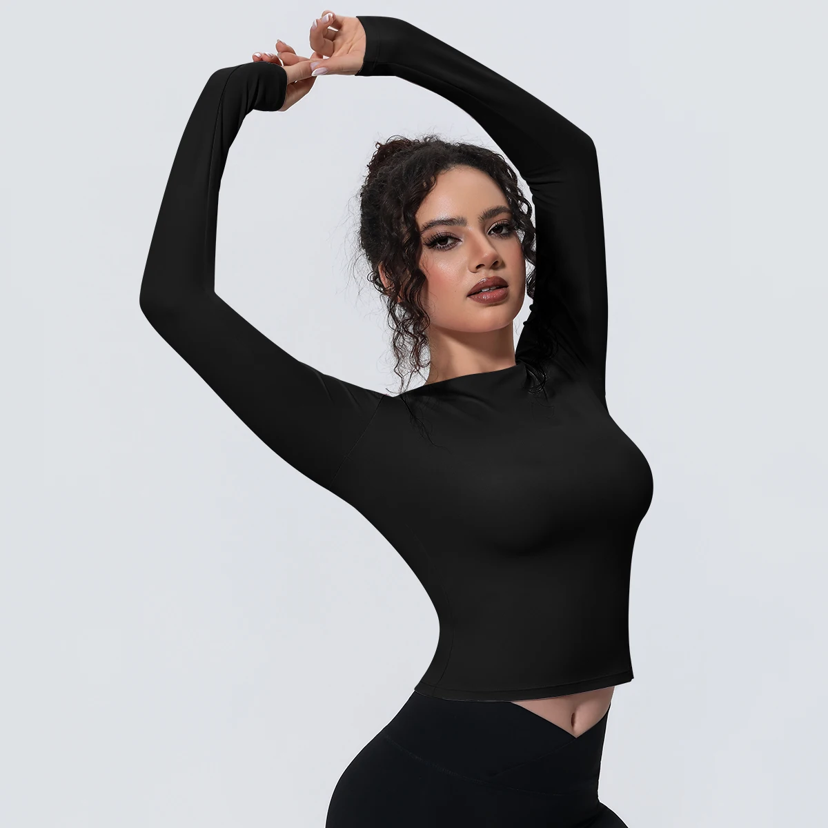 Woman's Yoga Long Sleeved Gym Sports Running Top Slim Breathable Soild Color Fitness Top Running Shirts Gym Top Yoga Sport Top