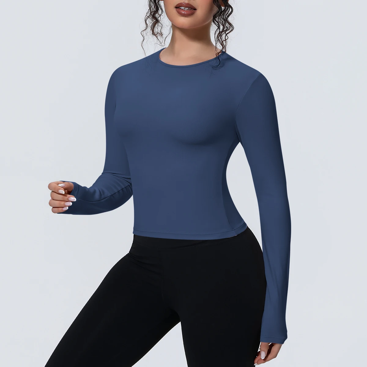 Woman's Yoga Long Sleeved Gym Sports Running Top Slim Breathable Soild Color Fitness Top Running Shirts Gym Top Yoga Sport Top