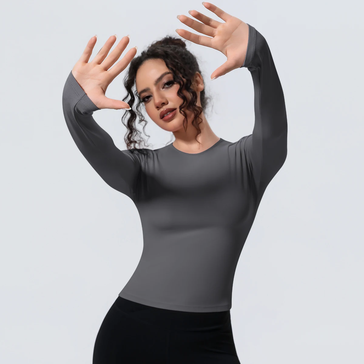 Woman's Yoga Long Sleeved Gym Sports Running Top Slim Breathable Soild Color Fitness Top Running Shirts Gym Top Yoga Sport Top