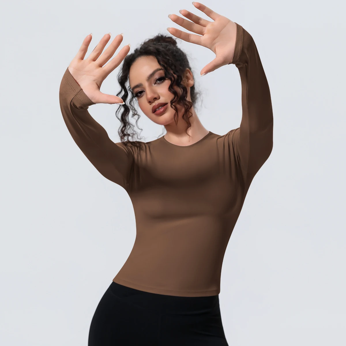 Woman's Yoga Long Sleeved Gym Sports Running Top Slim Breathable Soild Color Fitness Top Running Shirts Gym Top Yoga Sport Top
