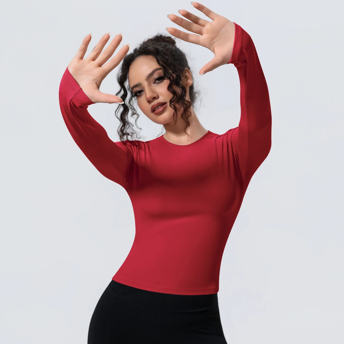 Woman's Yoga Long Sleeved Gym Sports Running Top Slim Breathable Soild Color Fitness Top Running Shirts Gym Top Yoga Sport Top