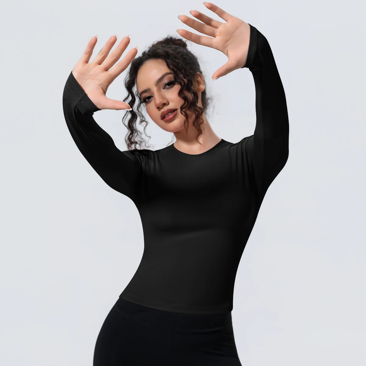 Woman's Yoga Long Sleeved Gym Sports Running Top Slim Breathable Soild Color Fitness Top Running Shirts Gym Top Yoga Sport Top