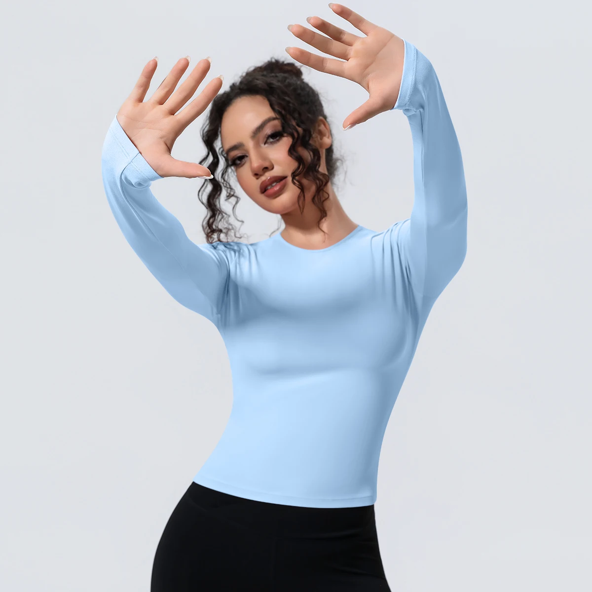 Woman's Yoga Long Sleeved Gym Sports Running Top Slim Breathable Soild Color Fitness Top Running Shirts Gym Top Yoga Sport Top