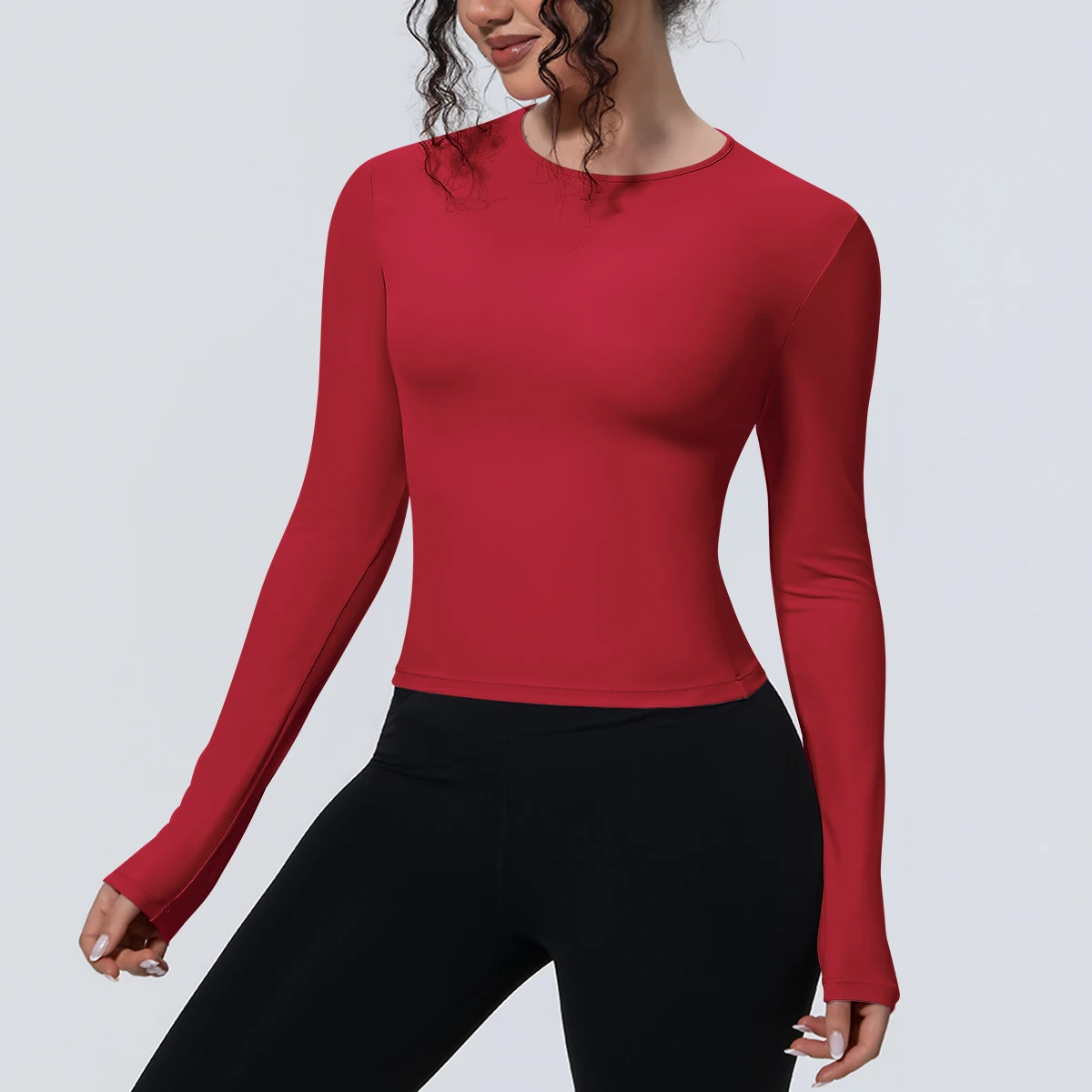 Woman's Yoga Long Sleeved Gym Sports Running Top Slim Breathable Soild Color Fitness Top Running Shirts Gym Top Yoga Sport Top