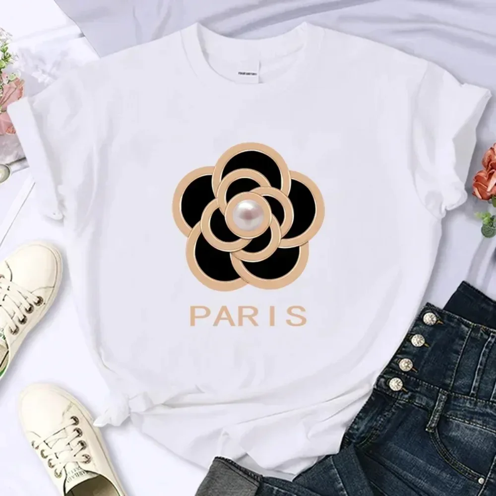Luxury brand flower women's high-quality summer printed T-shirt casual oversized Y2k personalized sleeve O-neck women clothing
