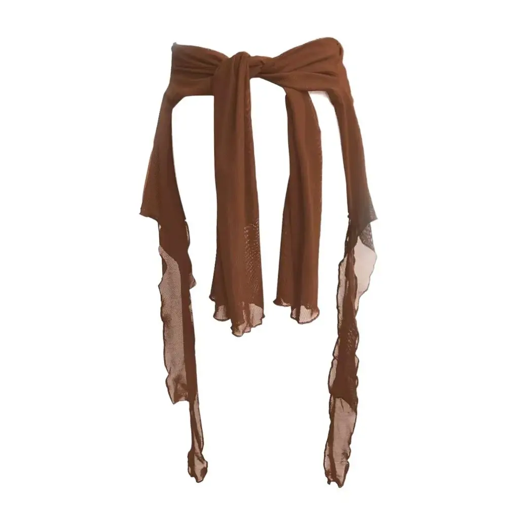 Jeans Pants Decor Irregular Jazz Dance Scarf See Through Harajuku Y2K Belt Streetwear High Waist Hip-hop Scarf