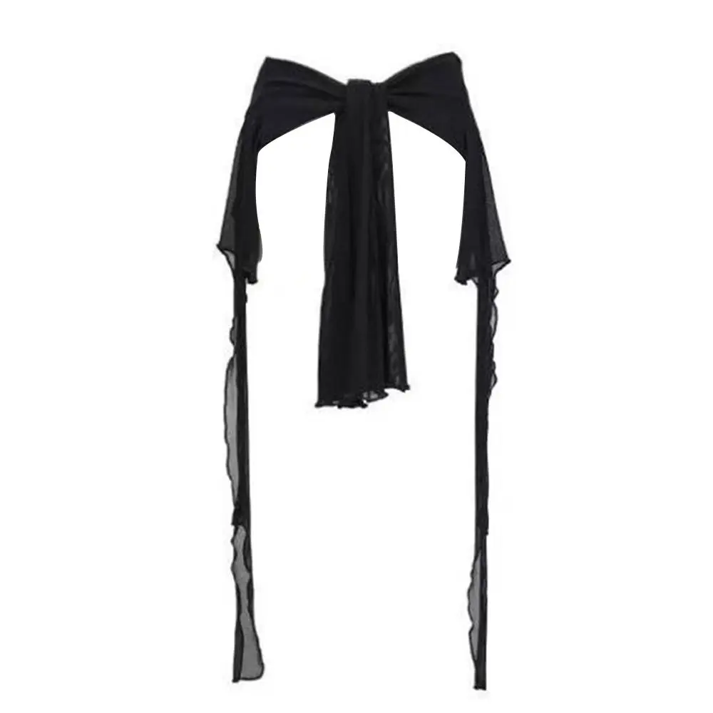 Jeans Pants Decor Irregular Jazz Dance Scarf See Through Harajuku Y2K Belt Streetwear High Waist Hip-hop Scarf