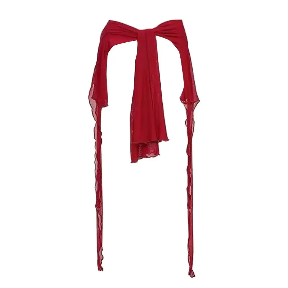 Jeans Pants Decor Irregular Jazz Dance Scarf See Through Harajuku Y2K Belt Streetwear High Waist Hip-hop Scarf