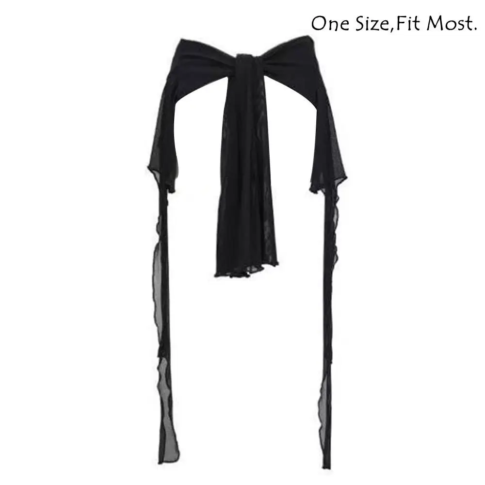 Jeans Pants Decor Irregular Jazz Dance Scarf See Through Harajuku Y2K Belt Streetwear High Waist Hip-hop Scarf