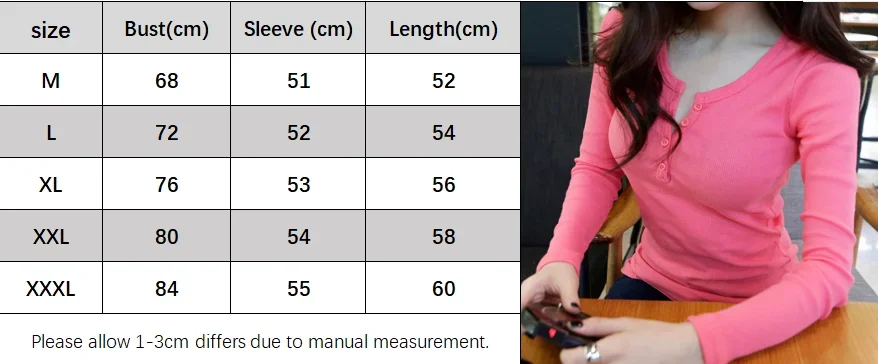 Women Ribbed Long Sleeve T Shirt Stretch Slim Fit Button Placket Casual Autumn Winter Basic Inner Wear Blouse