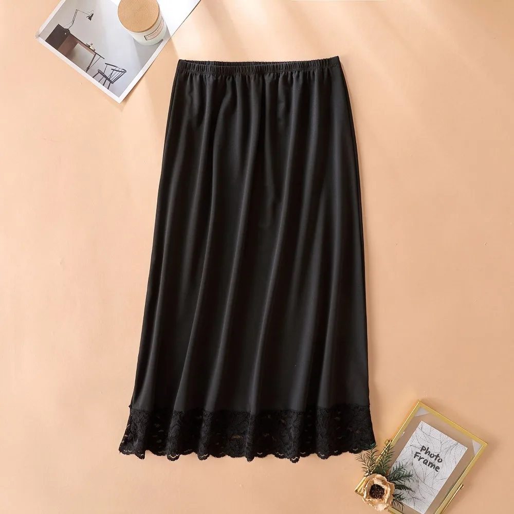 Thin Ice Silk Modal Female Half Length Skirt Lace Anti-Penetrating Underskirt Anti-glare Mesh Flower Innerwear Short Skirt Women