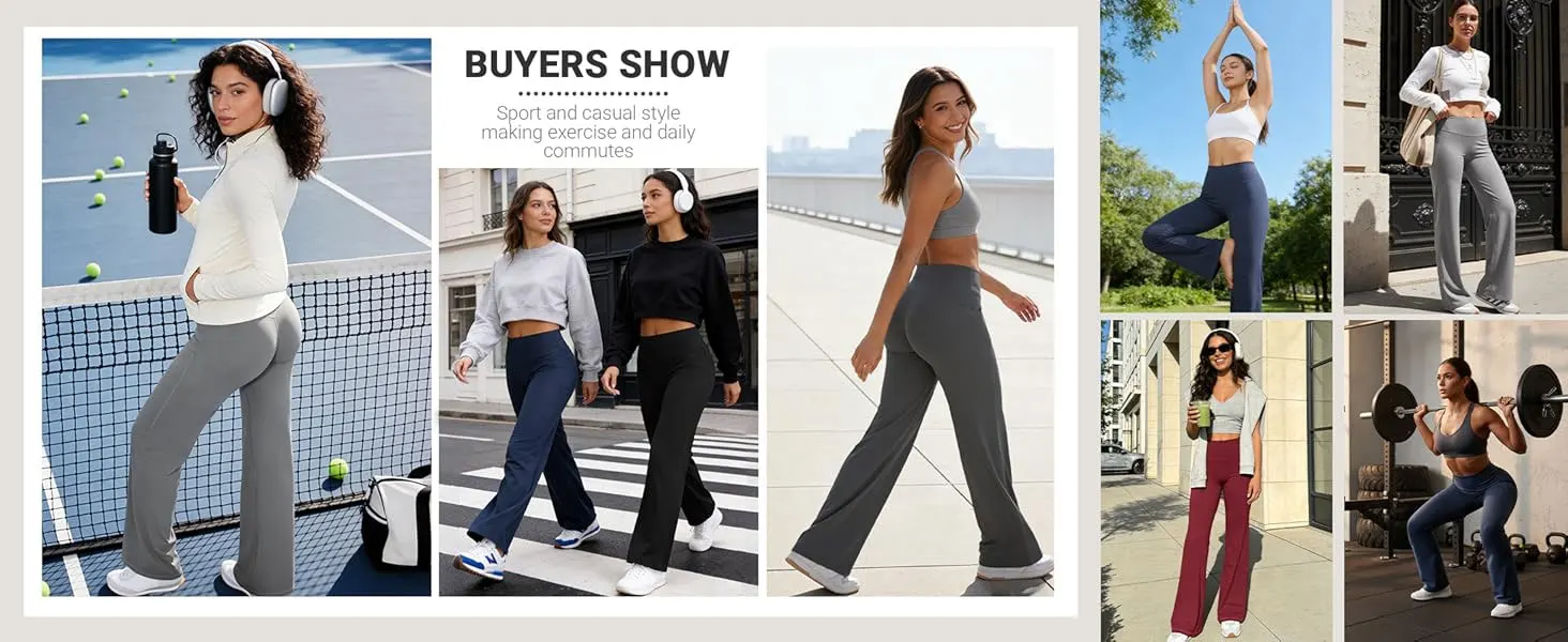 Mid Waist Yoga Straight Leg Pants Soft Wide LegTrousers Naked Feel Fitness Compression Leggings Pilates Running Sports Trousers