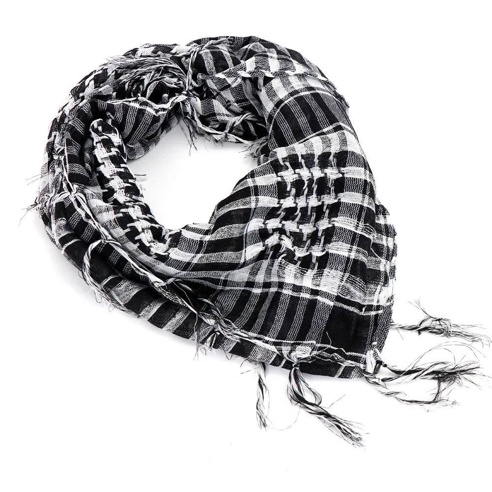 Lightweight Plaid Hijab Scarf for Men and Women Arab Desert Headscarf Soft Tactical Hiking Scarves Unisex Turban Military Shawl