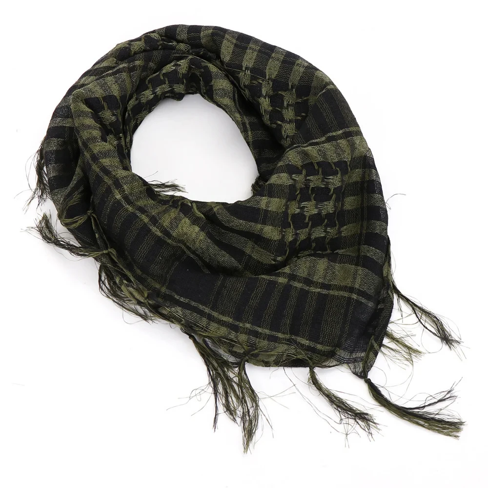 Lightweight Plaid Hijab Scarf for Men and Women Arab Desert Headscarf Soft Tactical Hiking Scarves Unisex Turban Military Shawl