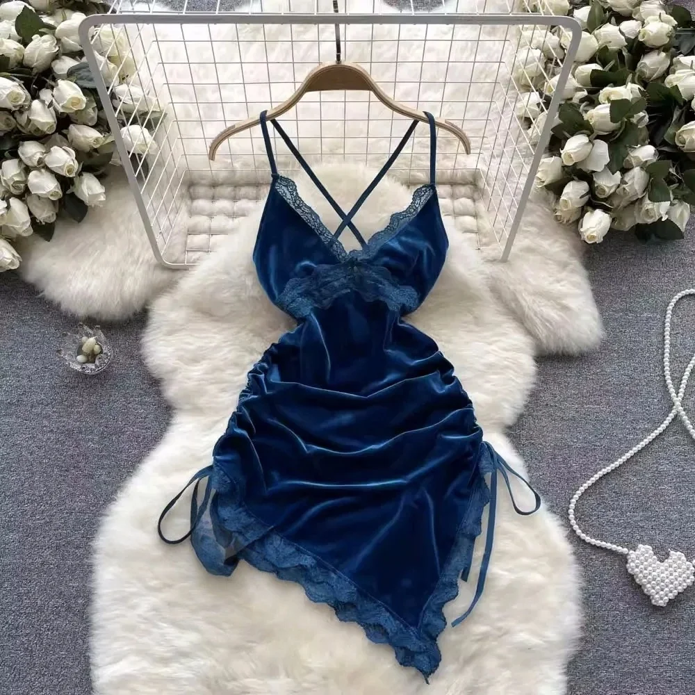 Women's Sexy Mini Dress Lingerie Cosplay Maid Cute Bowknot Lace Hotsweet Casual Dresses Party Club Costume Camisole Mini Dresses