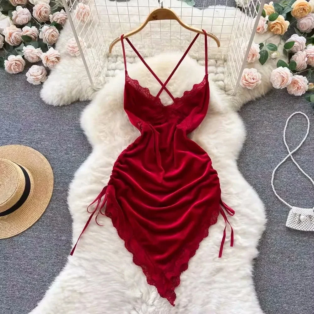 Women's Sexy Mini Dress Lingerie Cosplay Maid Cute Bowknot Lace Hotsweet Casual Dresses Party Club Costume Camisole Mini Dresses
