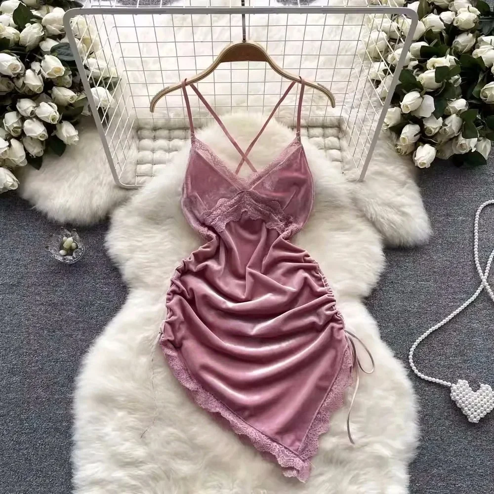 Women's Sexy Mini Dress Lingerie Cosplay Maid Cute Bowknot Lace Hotsweet Casual Dresses Party Club Costume Camisole Mini Dresses