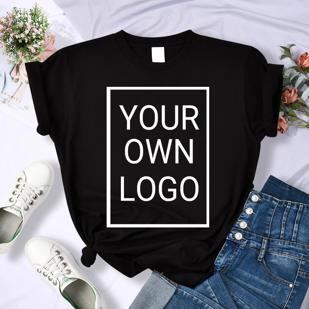 Custom DIY LOGO Women T-Shirt Summer Y2K Streetwear Comfortable Female Short Sleeves Crewneck Customized Pattern Tee Tops