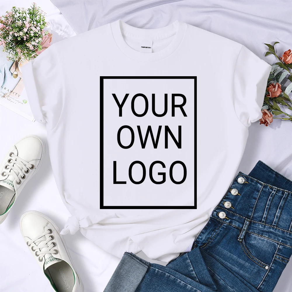 Custom DIY LOGO Women T-Shirt Summer Y2K Streetwear Comfortable Female Short Sleeves Crewneck Customized Pattern Tee Tops
