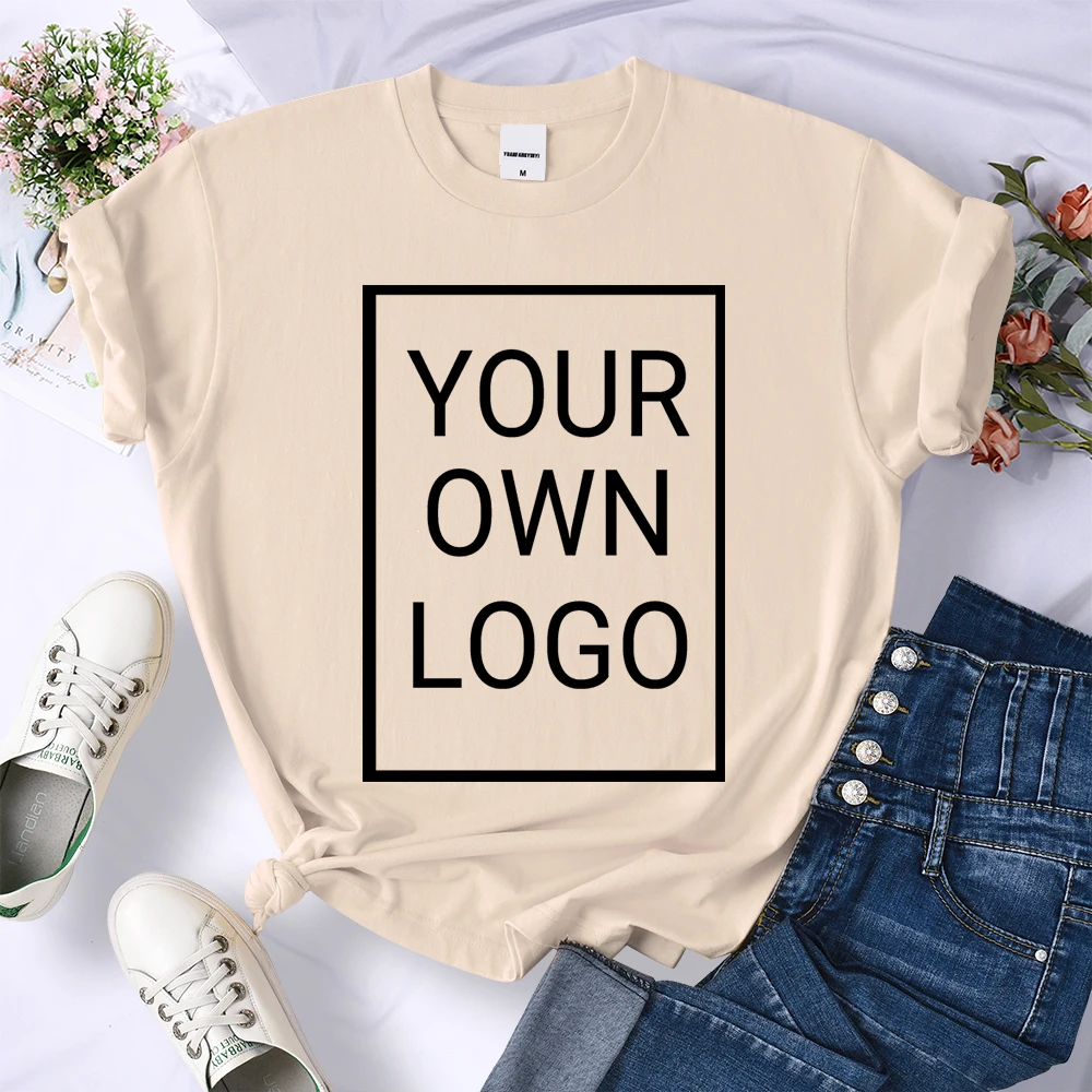 Custom DIY LOGO Women T-Shirt Summer Y2K Streetwear Comfortable Female Short Sleeves Crewneck Customized Pattern Tee Tops