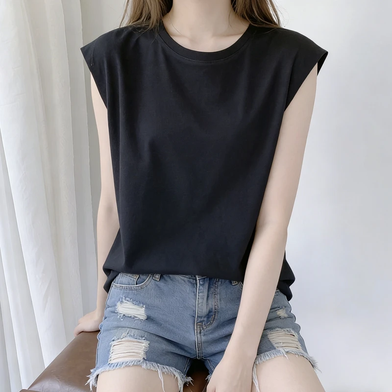 Woman Loose Sleeveless Tank Top Summer Casual Vest Basic Daily T-shirt Sweet Style Suitable For Students Stretchy Soft Lady Wear