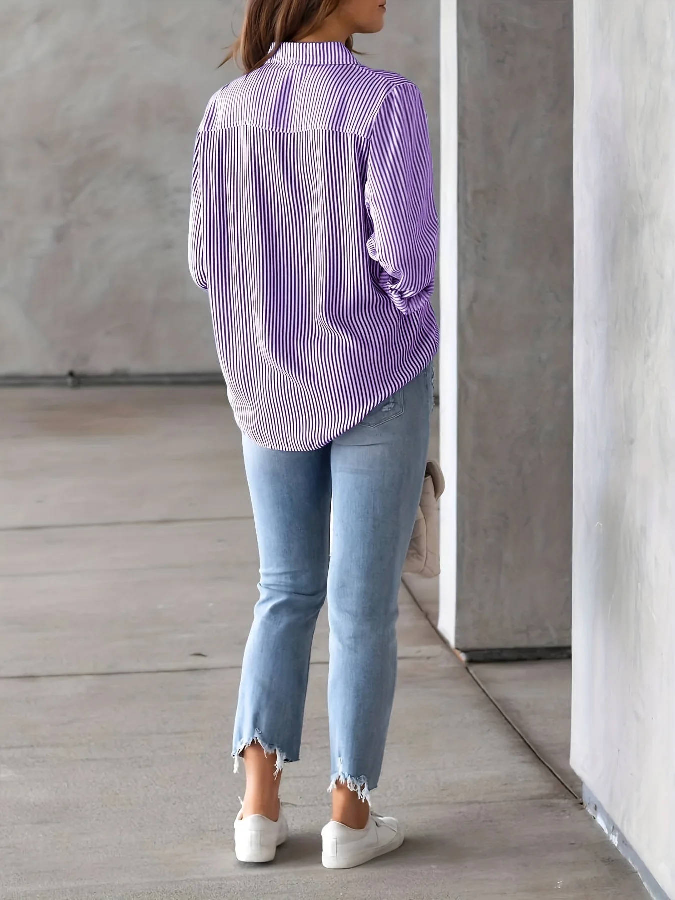 Women Long Sleeve Striped Loose Shirt Office Lady Elegant Turn Down Collar Harajuku Blouse Casual Lapel Tops Female Clothes