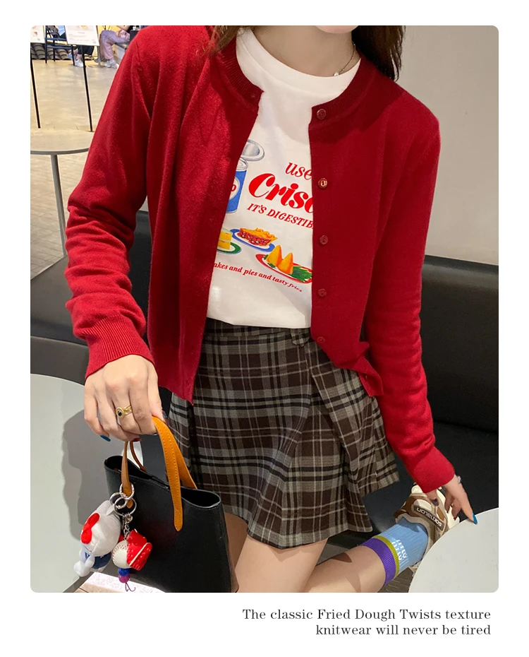 Knitted Sweater Women Cardigans New Long Sleeve O-Neck White Knit Sweater Cardigan Women Tops Knitwears Sueters De Mujer Q1016