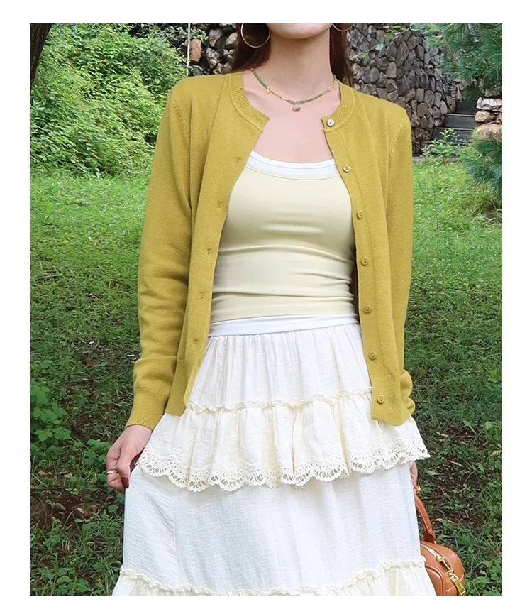 Knitted Sweater Women Cardigans New Long Sleeve O-Neck White Knit Sweater Cardigan Women Tops Knitwears Sueters De Mujer Q1016