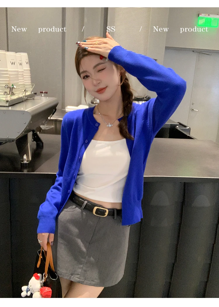 Knitted Sweater Women Cardigans New Long Sleeve O-Neck White Knit Sweater Cardigan Women Tops Knitwears Sueters De Mujer Q1016