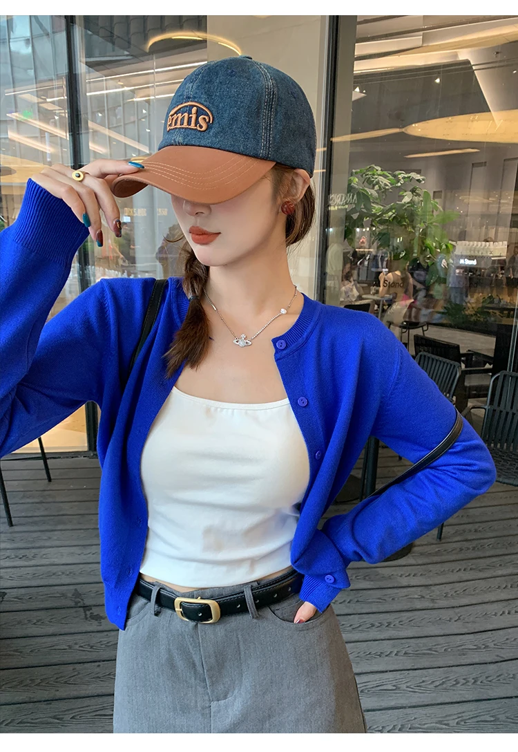 Knitted Sweater Women Cardigans New Long Sleeve O-Neck White Knit Sweater Cardigan Women Tops Knitwears Sueters De Mujer Q1016