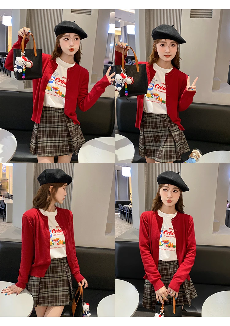 Knitted Sweater Women Cardigans New Long Sleeve O-Neck White Knit Sweater Cardigan Women Tops Knitwears Sueters De Mujer Q1016