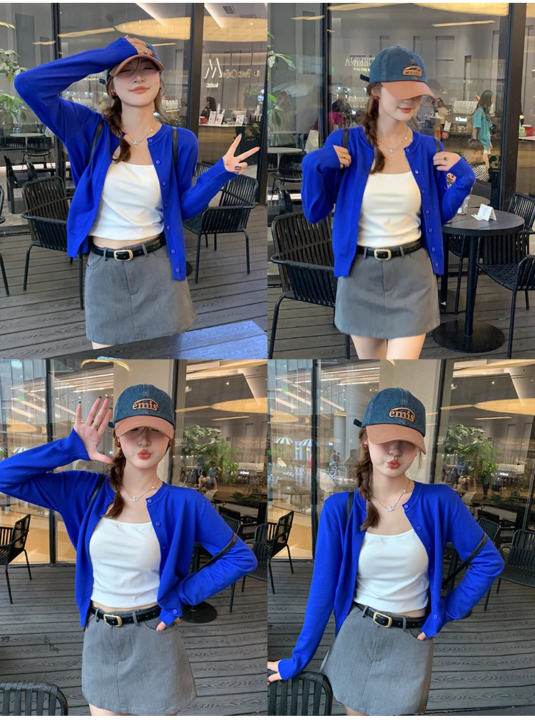 Knitted Sweater Women Cardigans New Long Sleeve O-Neck White Knit Sweater Cardigan Women Tops Knitwears Sueters De Mujer Q1016