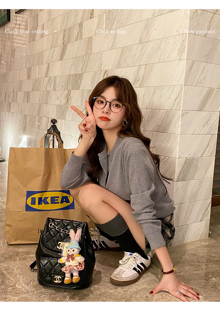 Knitted Sweater Women Cardigans New Long Sleeve O-Neck White Knit Sweater Cardigan Women Tops Knitwears Sueters De Mujer Q1016