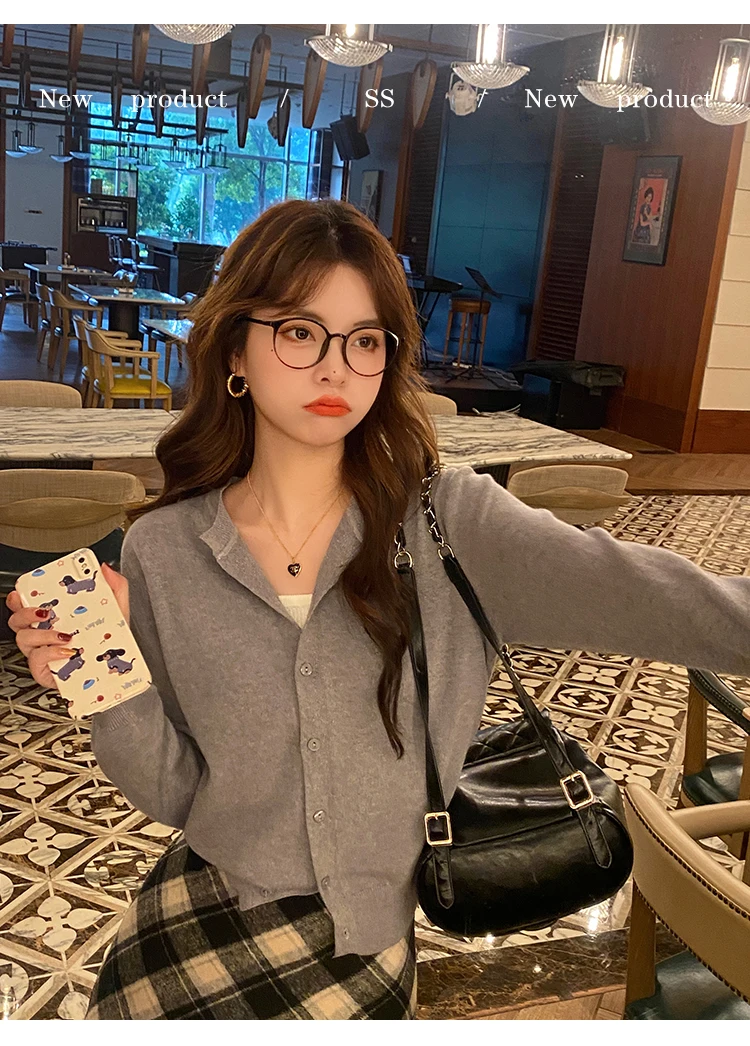 Knitted Sweater Women Cardigans New Long Sleeve O-Neck White Knit Sweater Cardigan Women Tops Knitwears Sueters De Mujer Q1016