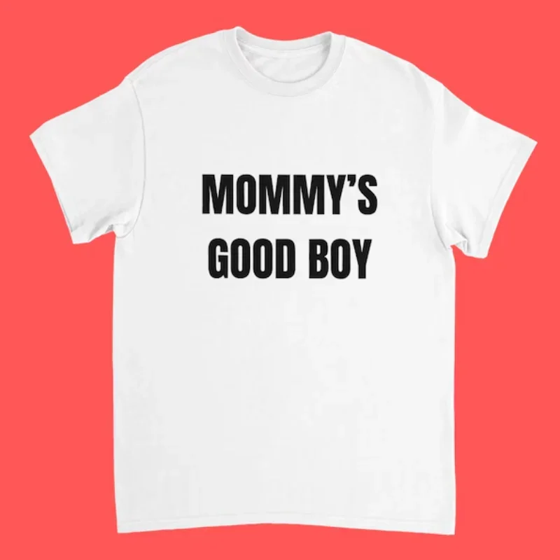 Funny Tee MOMMY's GOOD BOY Print Top Women Streetwear Oversized Loose Tee Vintage Summer Spring Meme Short Sleeve Round Neck Tee