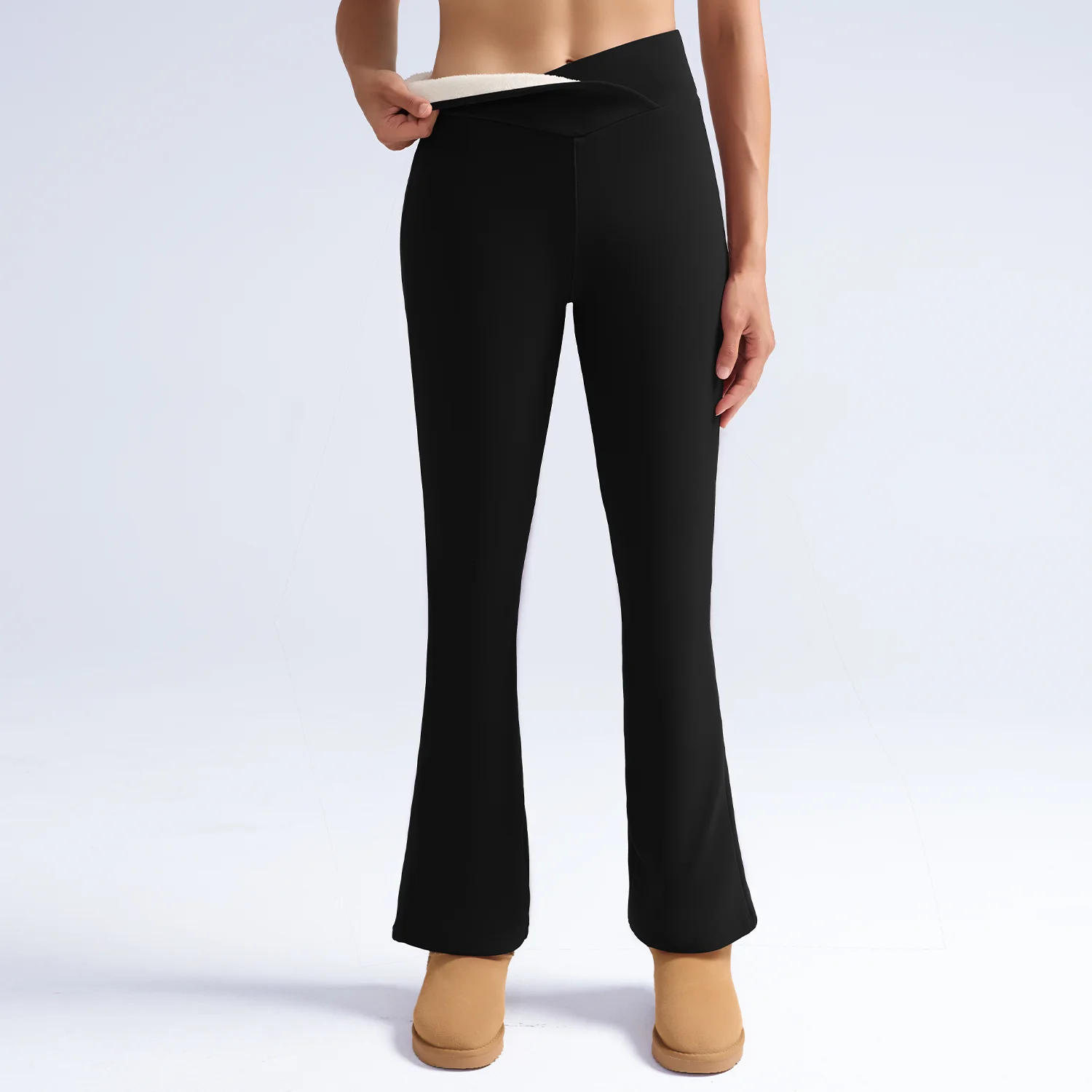 Fleece Women Leggings Thick Flared Pants High-Waisted Thermal Tights Tummy Control Winter Warm Legging Casual Wear